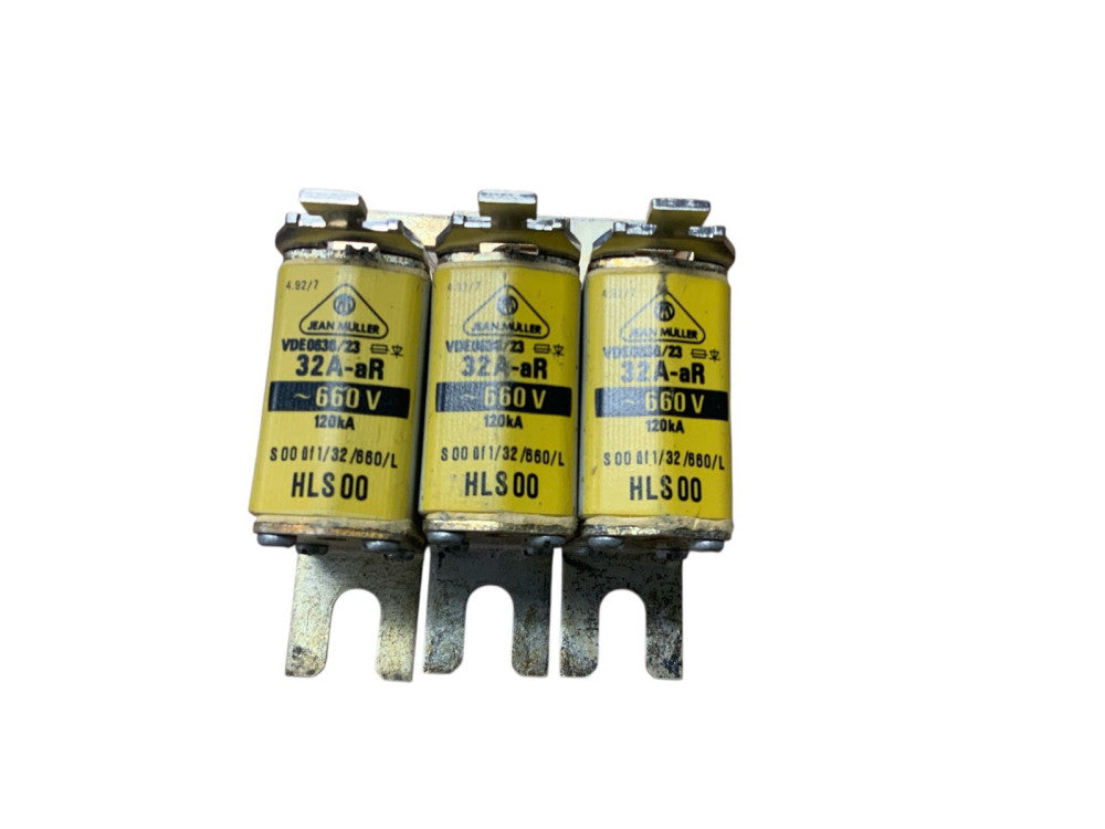 3X Jean Muller VDEO636/23 HLS00 32A 660V 120kA Fuses