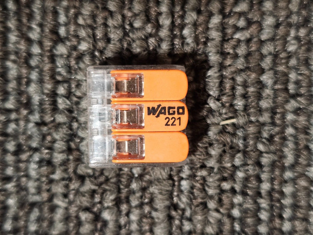 (QTY 20) Wago 221 3-Port Lever Nuts / Fast Wire Cable Connectors 12-24AWG