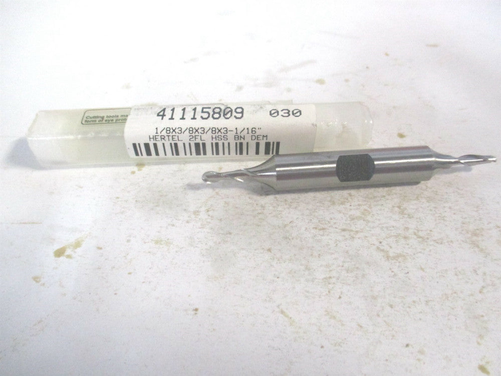 (E211200802) 1/8" x 3/8" x 3/8" x 3-1/16" High Speed 2 Flute Steel Ball End Mill