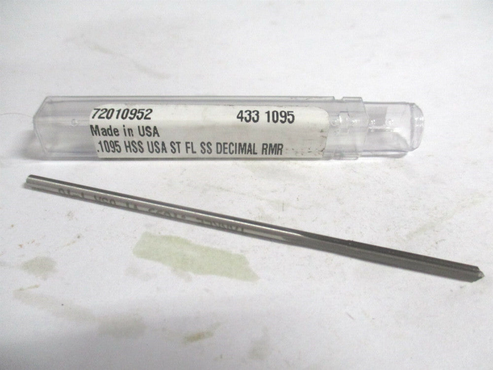 (433-0.1095) 0.1095" x 7/8" x 3-1/2" Straight Flute HSS 4-Flute Chucking Reamer 