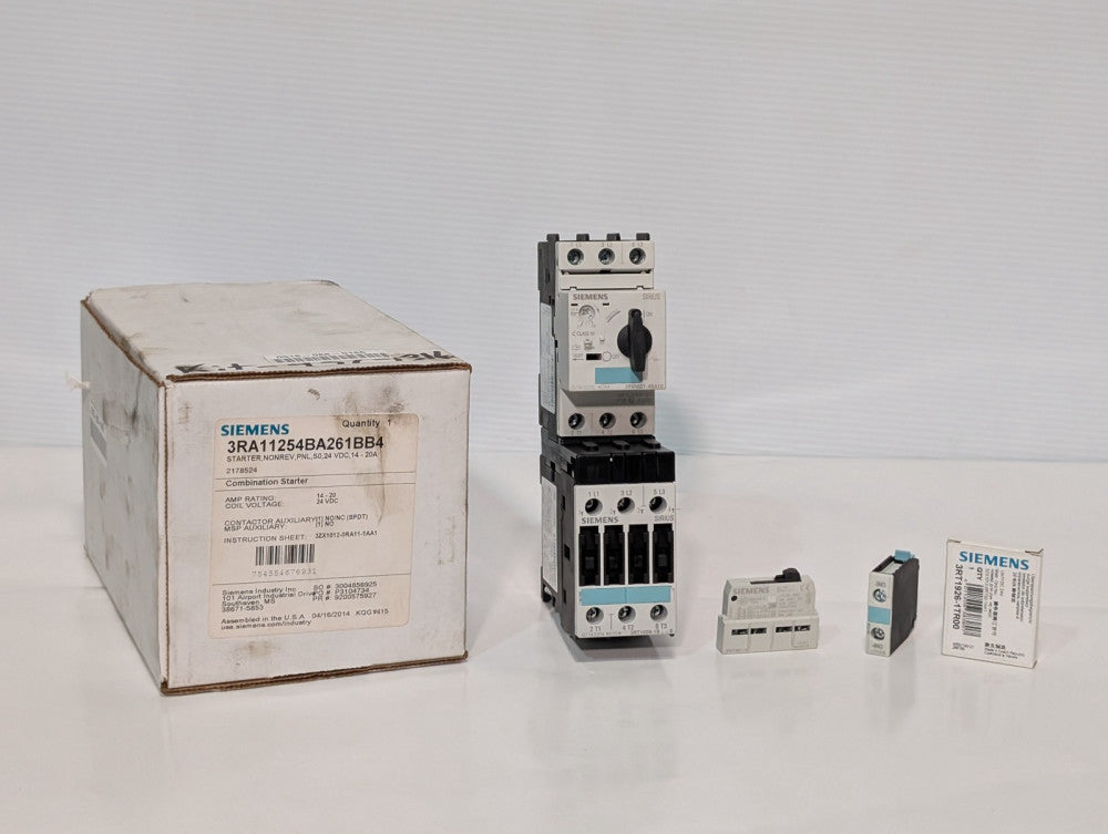 Siemens 3RA11254BA261BB4 Starter, 3RT1926-1TR00 Surge Suppressor, 2 Aux Contacts