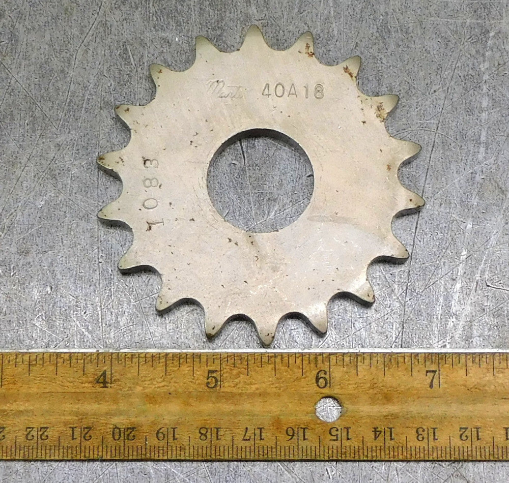 Martin 40A18 A-Plate Roller Chain Sprocket #40 18 Teeth 1" Bore