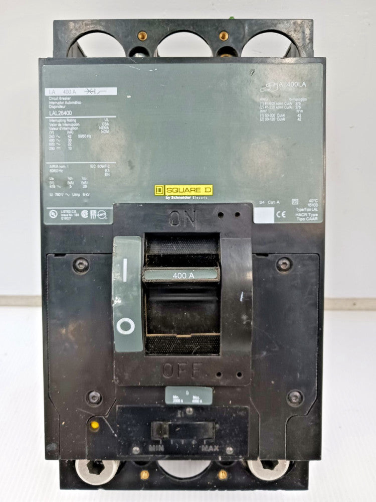 Square D 400 Amp Circuit Breaker 2 Pole 600 VAC / 250 VDC 30kA LAL26400