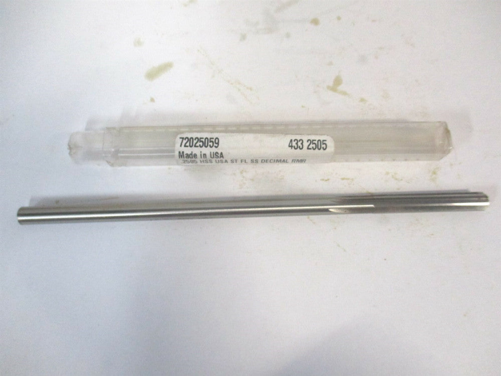 (433-0.2505) 0.2505" x 1-1/2" x 6" 6-Flute Straight Shank HSS Chucking Reamer 