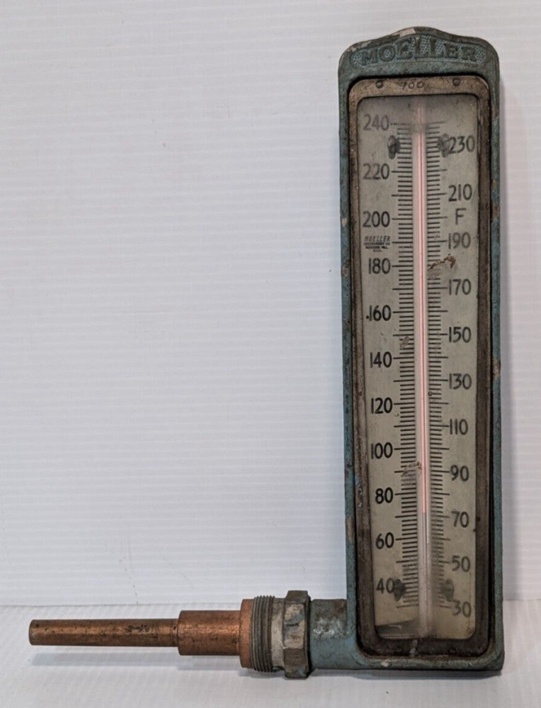 Lot of 2 Moeller 903AWBK Thermowell Thermometers, 30-240°F as pictured