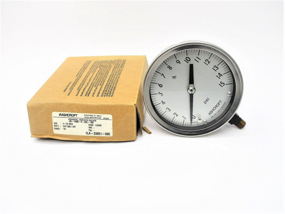 ASHCROFT 45-1009-S-02L-15# 15PSI 4-1/2" NSMP