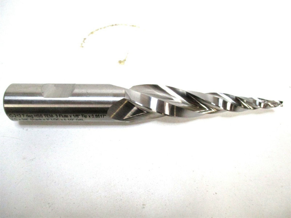 Conical Tool (G-212) .862 x 3/4 x 3 x 5-1/2 3-Flute RH HSS Tapered End Mill 