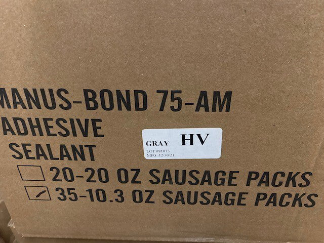 (35 Pack) Manus-Bond 75-AM Industrial Adhesive/Sealant 10.3 Oz Sausage Roll GRAY