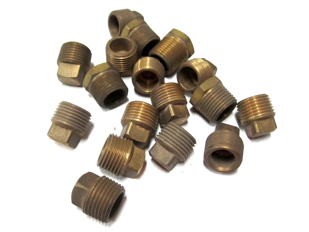 (PF218-8) 1/2" Brass Hex Head Plug Pipe Fitting - Lot of 17