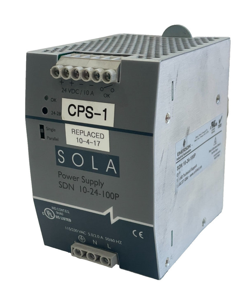 USED EMERSON SOLA HD SDN10-24-100P POWER SUPPLY SDN1024100P