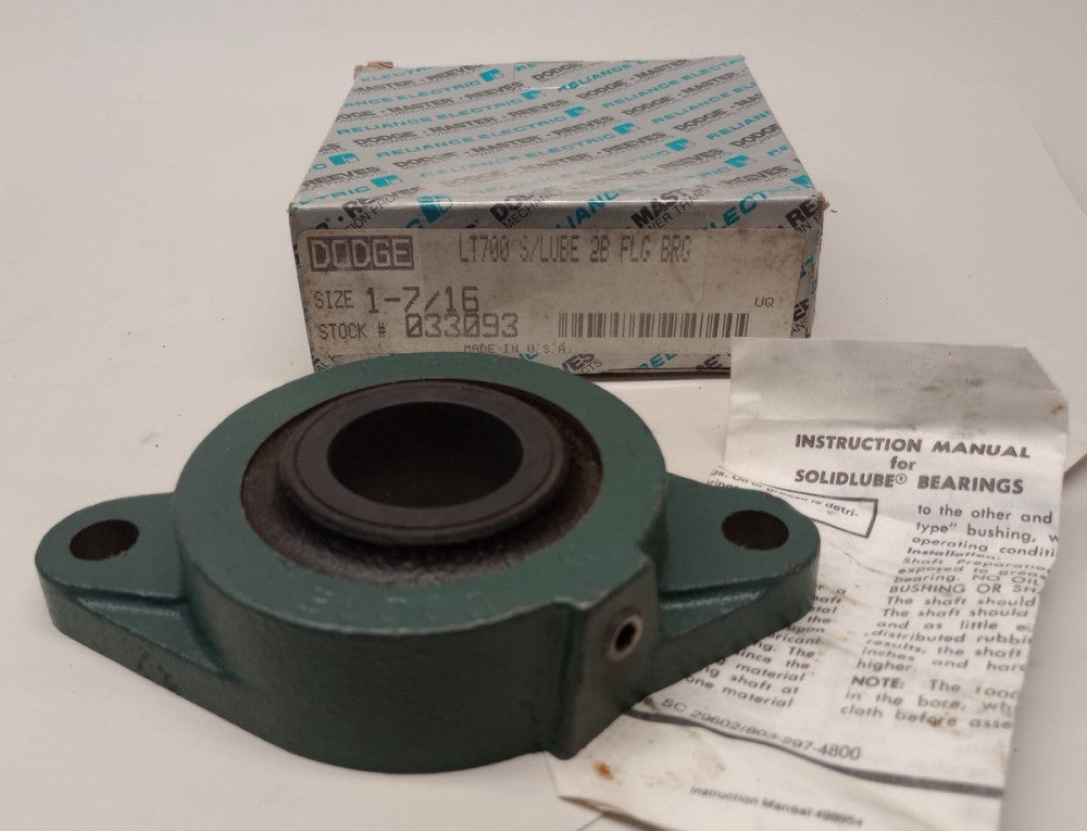 Dodge 033093 Plain Sleeve Bearing 2-Bolt Flange-Mount 1-7/16 Bore F2B-LT7-107