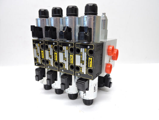 (4) Parker D1VW011CNKJ Triple Direction Control Valve + (3) RDH103S30 Relief Va