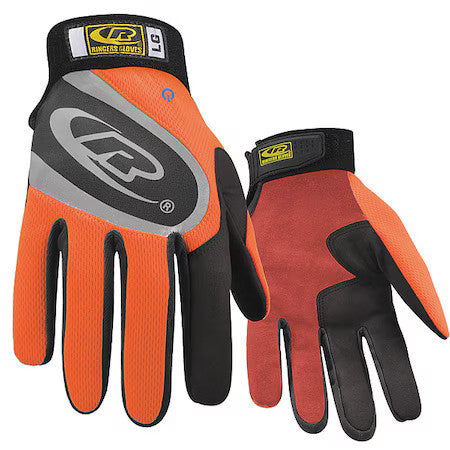 Ringers Gloves 136-08 Turbo Plus Mechanics Gloves, Synthetic Leather Palm,