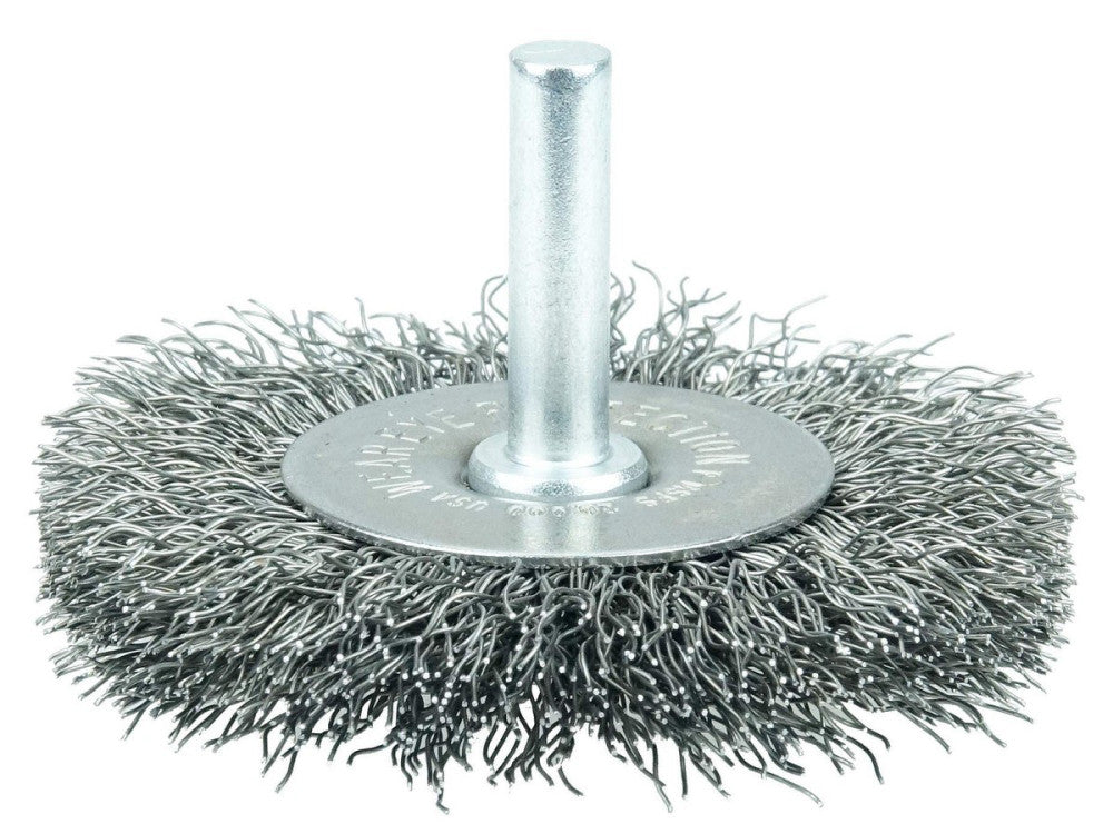 17961 2-1/2" Stem-Mounted Crimped Wire Radial Wheel.0118 Steel Fill, 1/4" Ste...