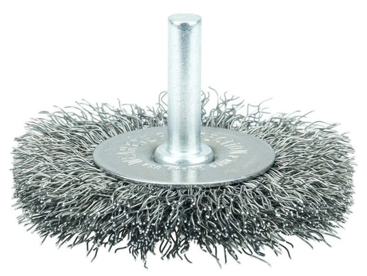 17961 2-1/2" Stem-Mounted Crimped Wire Radial Wheel.0118 Steel Fill, 1/4" Ste...