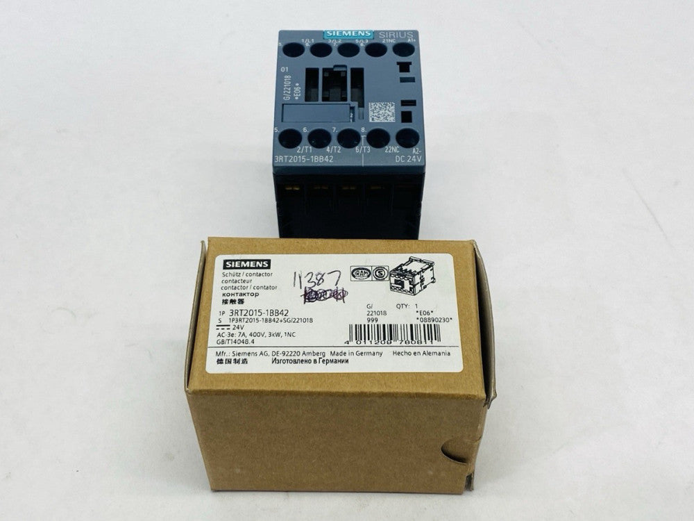Siemens 3RT2015-1BB42 Contactor 7A 400V 3kW 1NC 3-Pole