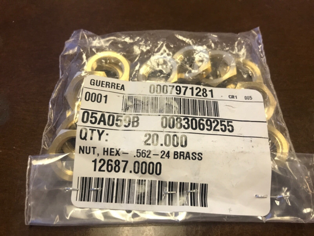 20 Bunn 12687.0000 Lead-Free Brass Hex Nut .562-24