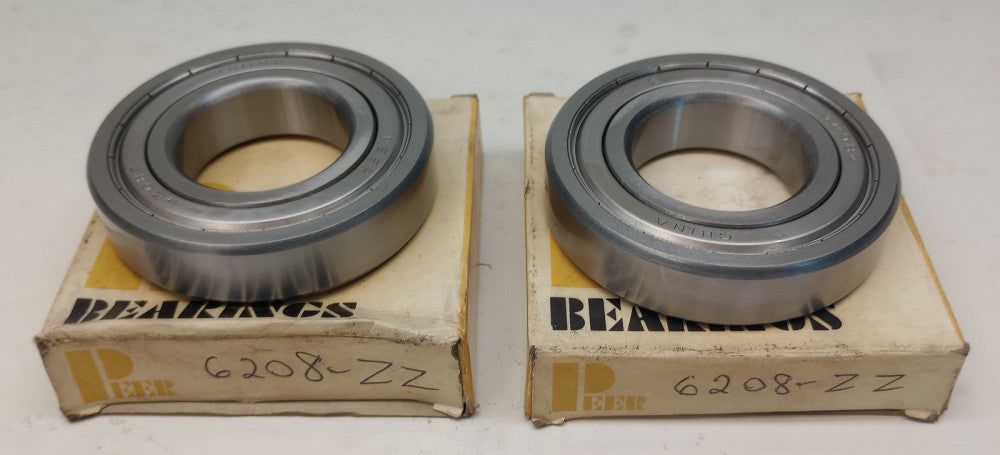 Peer 6208-ZZ Ball Bearing Deep Groove 40 X 80 X 18mm Double Shielded (Pack of 2)