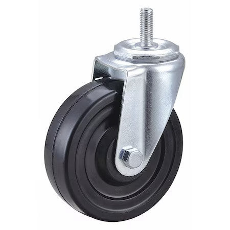 Zoro Select 32J861 Swivel Stem Caster, Rubber, 4 In., 170 Lb., Stem Dia.: 3/8 In