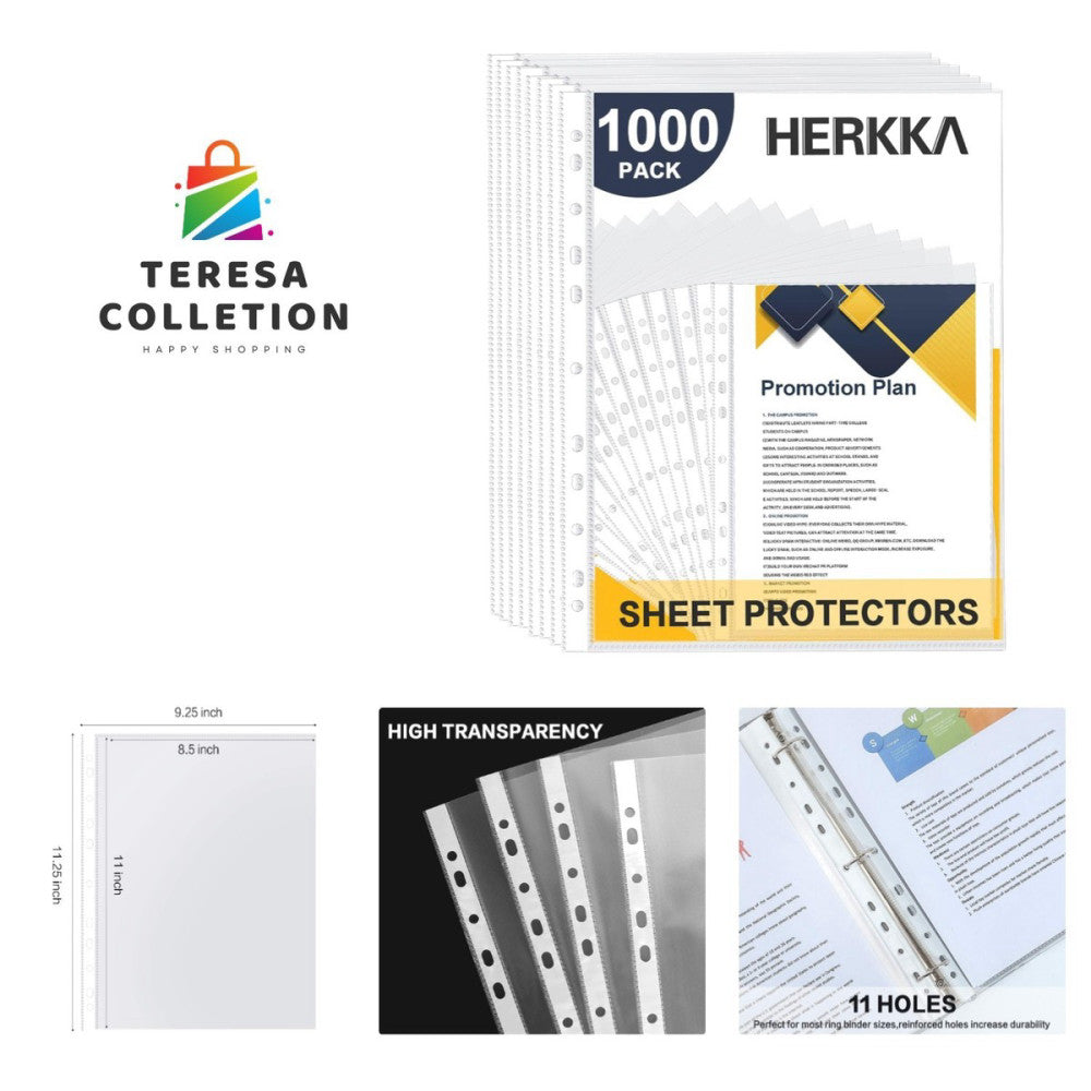 1000-Pack Heavy-Duty Clear Sheet Protectors - Perfect for 8.5x11 Papers
