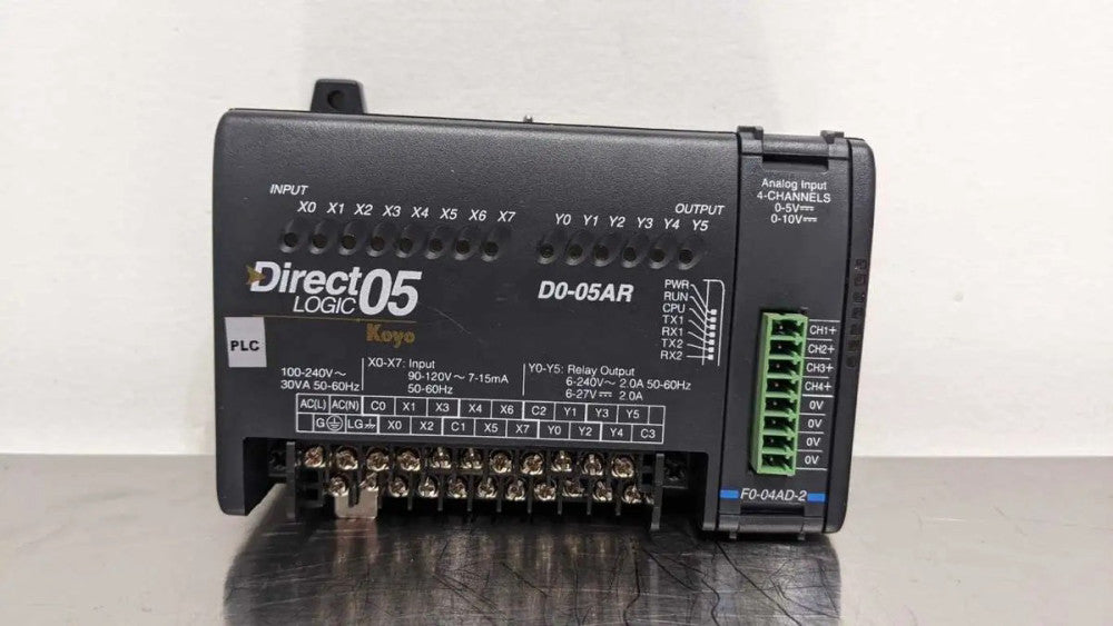 Direct Logic D0-05AR PLC 100-240VAC 30 VA with F0-04AD-2 Input Module Koyo DO-05
