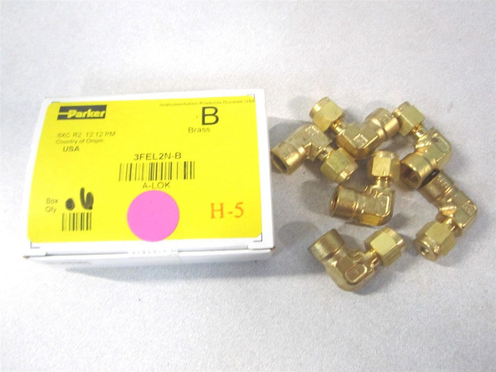 Parker (3FEL2N-B) 3/16" x 1/8" Brass A-LOK Inch Tube NPT Female Elbow - Qty 6