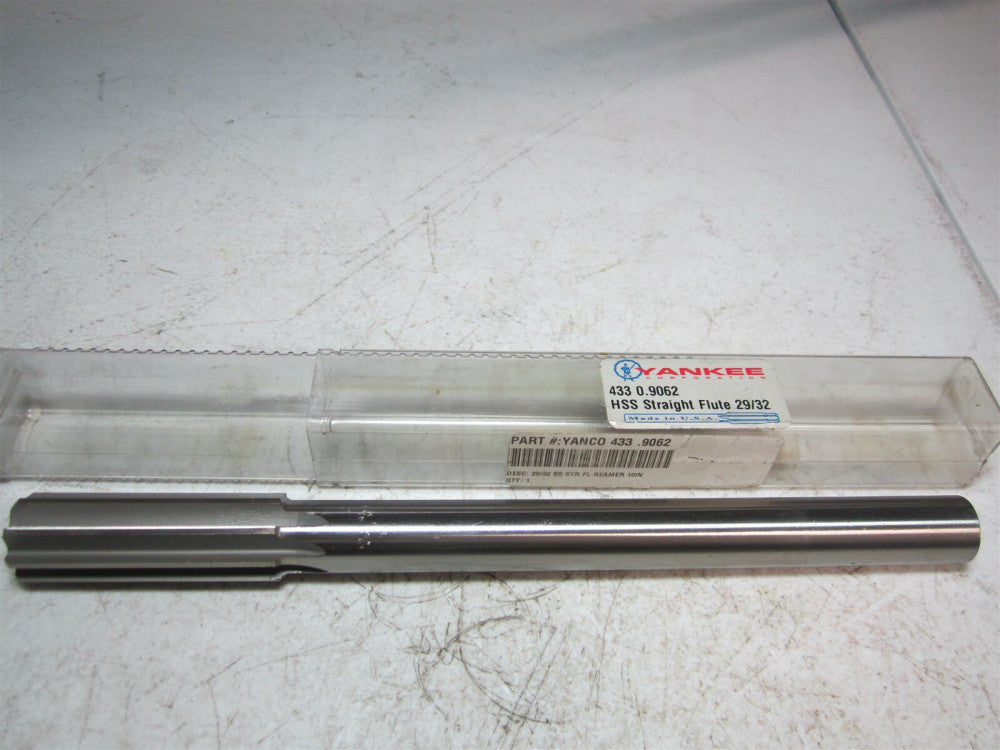 Yankee 433 0.9062 29/32 Diam 8 Flute Straight Flute High Speed Steel Reamer