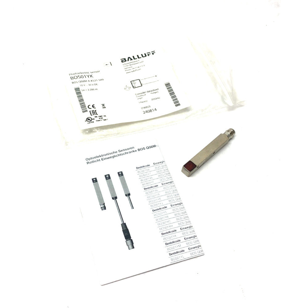 Balluff BOS01YK Square Through-Beam Photoelectric Sensor BOS Q08M-X-KS21-S49