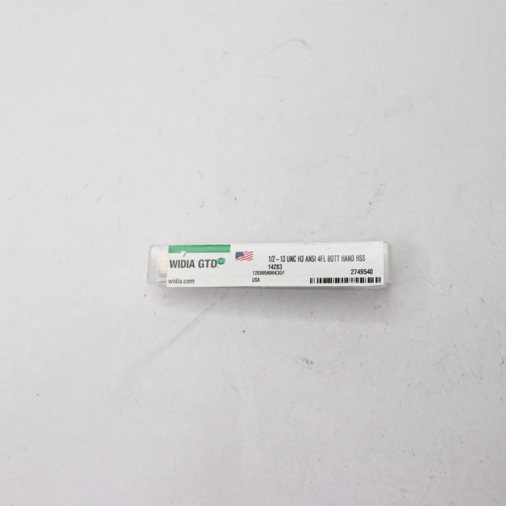 Widia 4 Flutes Tap Full Bottom Chamfer Right Hand Cut High Speed Steel 1/2-13