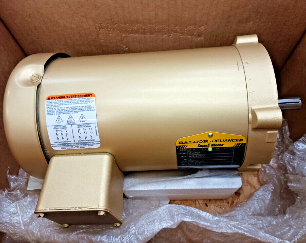 NEW BALDOR .5 HP SUPER-E AC ELECTRIC MOTOR 56C 208-230/460 VAC 1725 RPM OPEN
