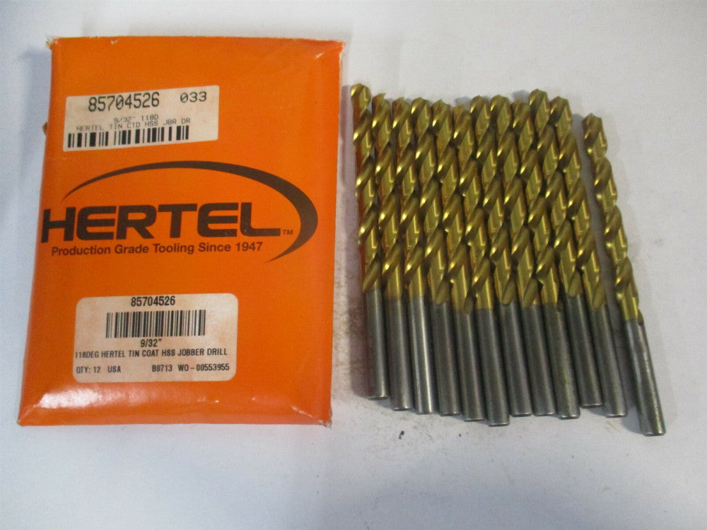 (85704526) 9/32" x 4-1/4" OAL 118° High Speed Steel Jobber Drill - Lot of 12