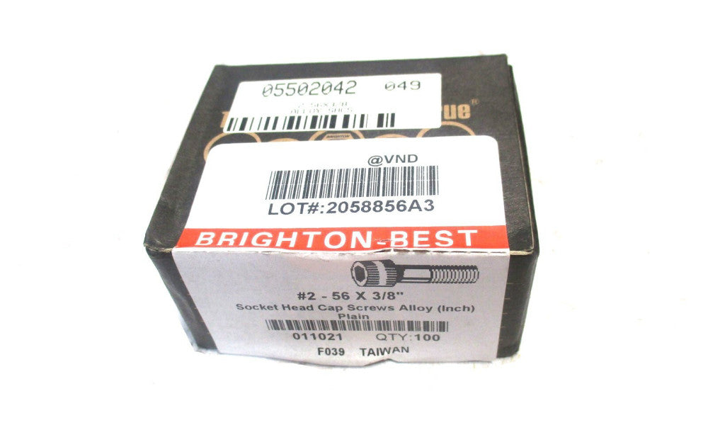 Brighton (011021) #2-56 UNC 3/8" OAL 5/64" Hex Socket Cap Screw - Lot of 100