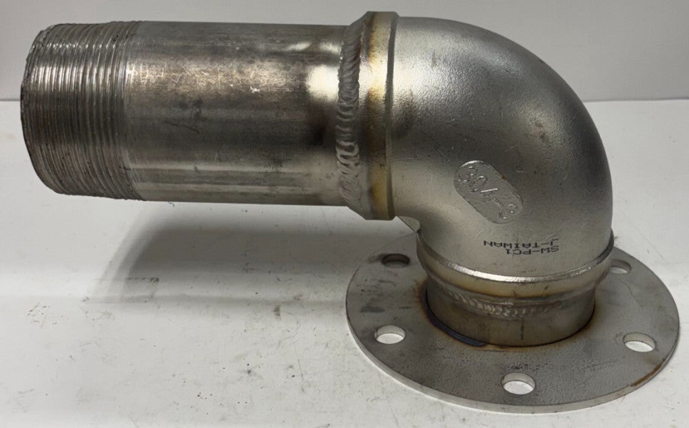 90º ELBOW PIPE FITTING WITH FLANGE AND NIPPLE 304-3 STAINLESS STEEL TPI 8 6 HOLE