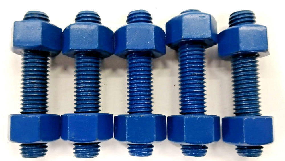 B7 BLUE TEFLON COATED THREADED ROD W/NUT 9/16-10 LOT OF 5 ALLOY STEEL 3-1/4" L