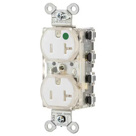 Hubbell Snap8300wltr Straight Blade Receptacle, 5-15R, 20 A, 125V Ac, 2 Pole, 3