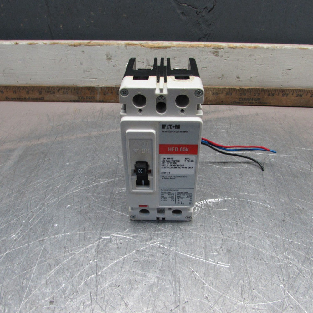 Eaton HFD2100, CIRCUIT BREAKER, 2P/ 100A/ 600V /65kA, CLEAN TAKEOUT! MAKE OFFER!