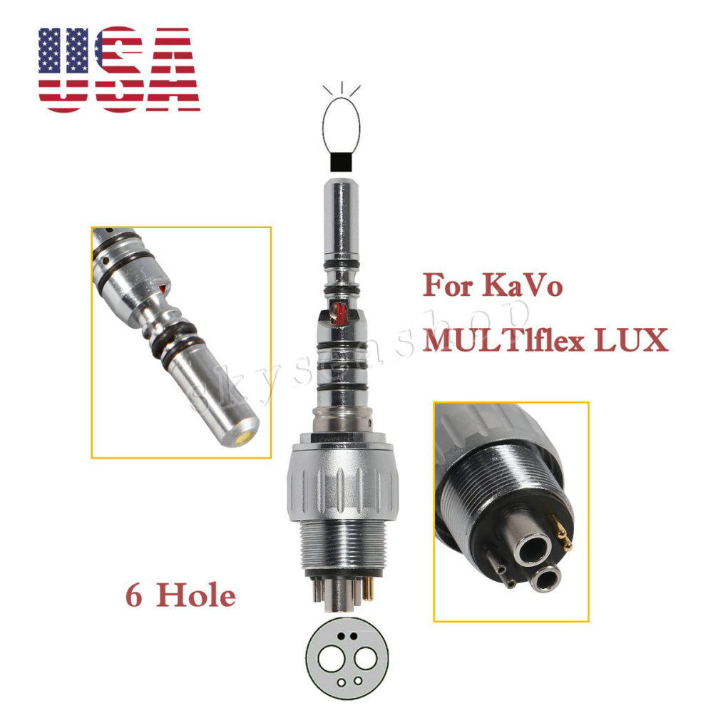 Dental 6 Holes 360° LED Quick Coupler Coupling for KAV Fiber Optic Handpiece cz
