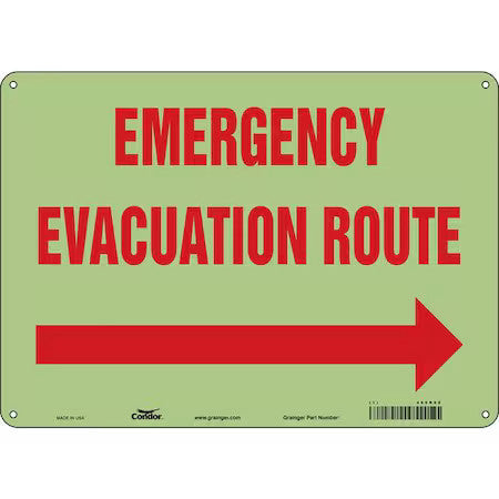 Condor 465R08 Safety Sign, 10 In Height, 14 In Width, Polyethylene, Horizontal