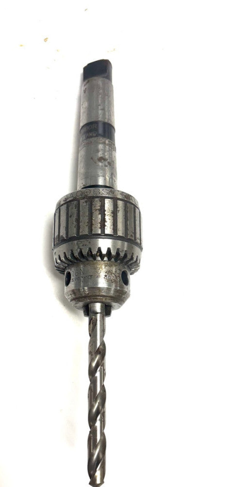 JACOBS BALL BEARING CHUCK NO. 16N 1/8-5/8" MORSE TAPER SHANK W/ DRILL BIT