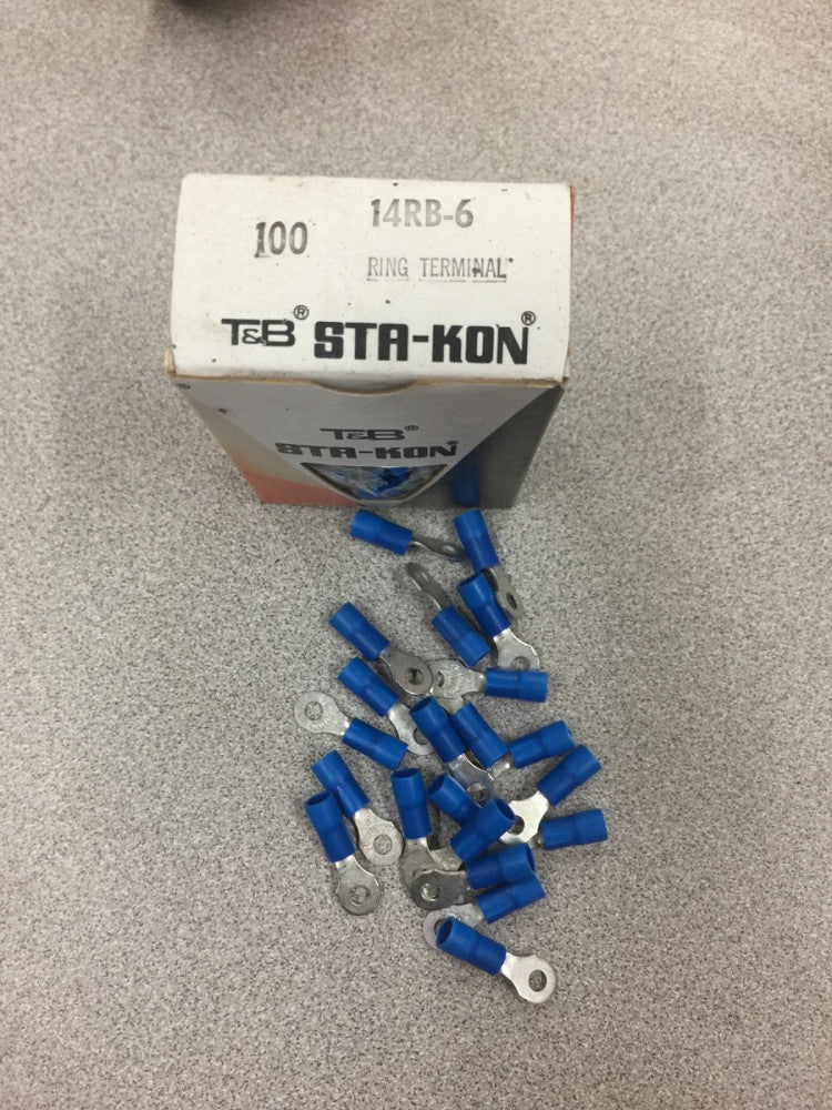 NEW IN BOX T&B STA-KON LOCKING SPADE TERMINAL 14RB-6 BOX OF 100
