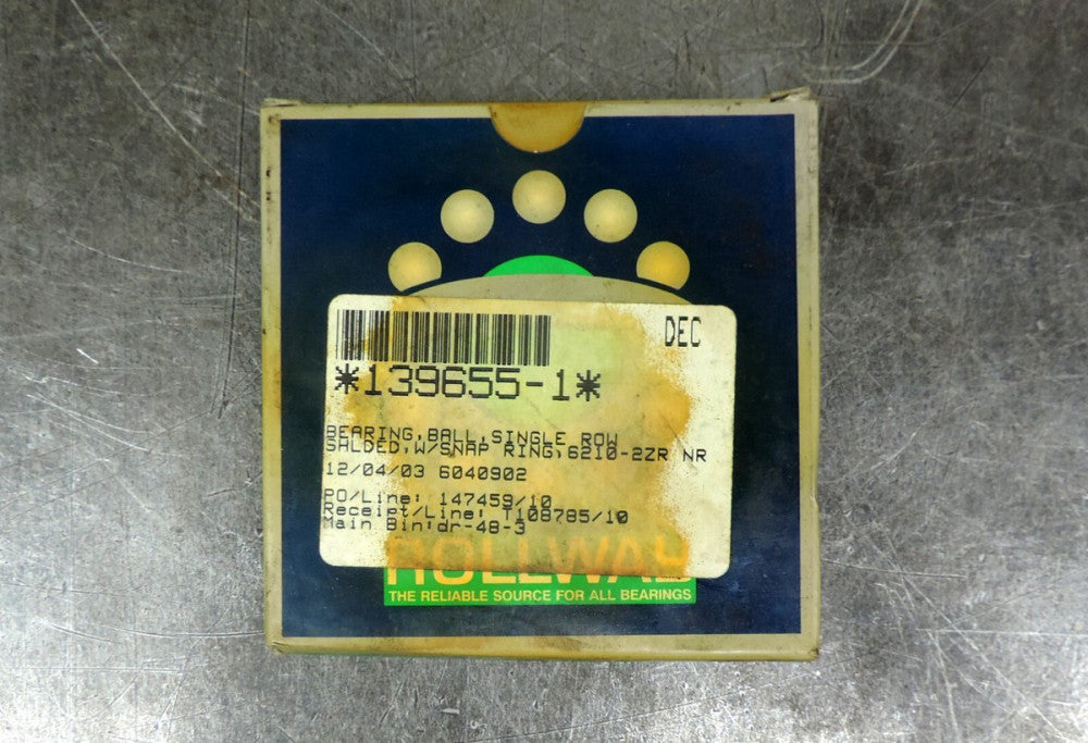 Rollway Ball Bearing Shielded 6210-2ZR NR  139655-1