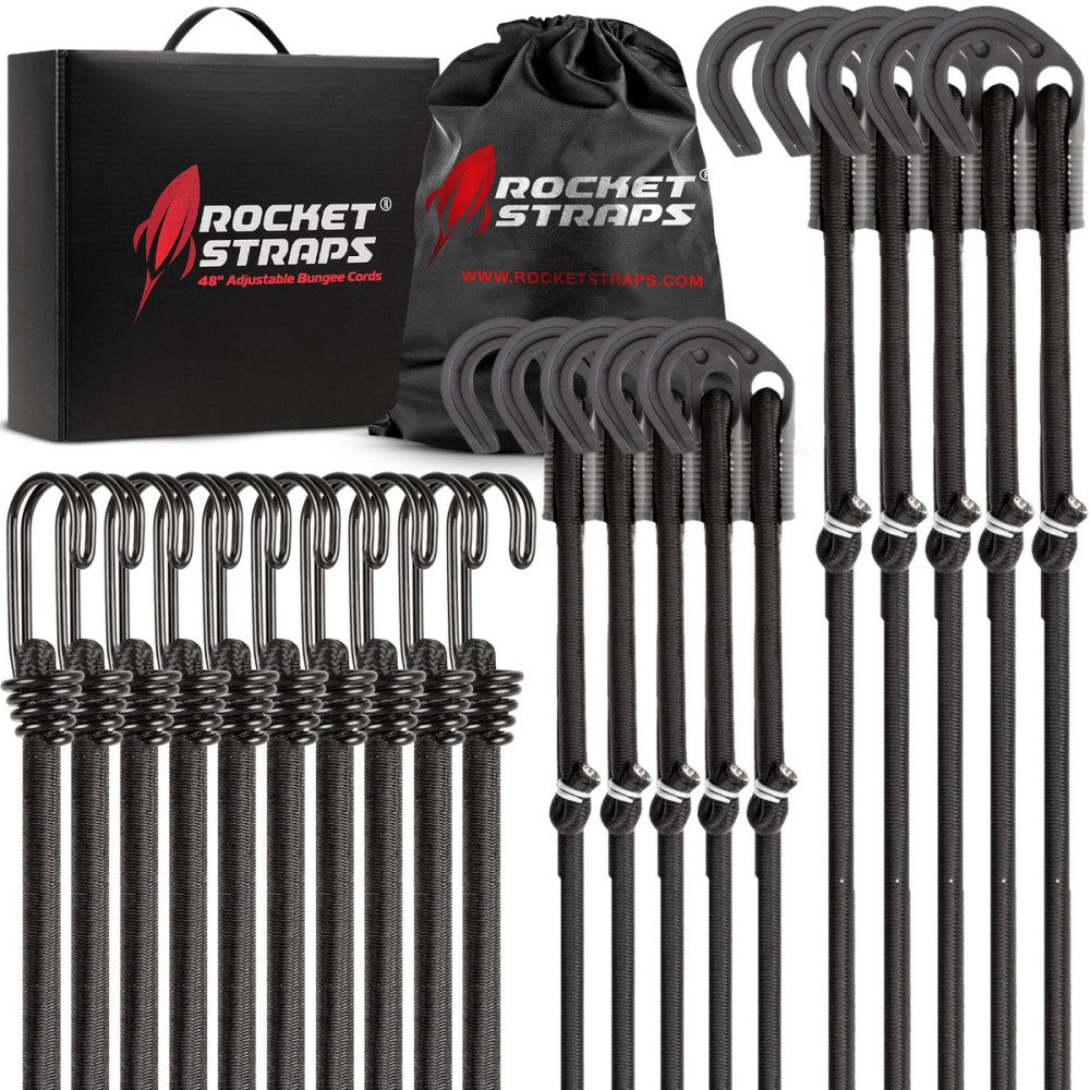 - Ultimate Adjustable Outdoor Bungee Cord Assortment - Heavy Duty Set of 20 B...