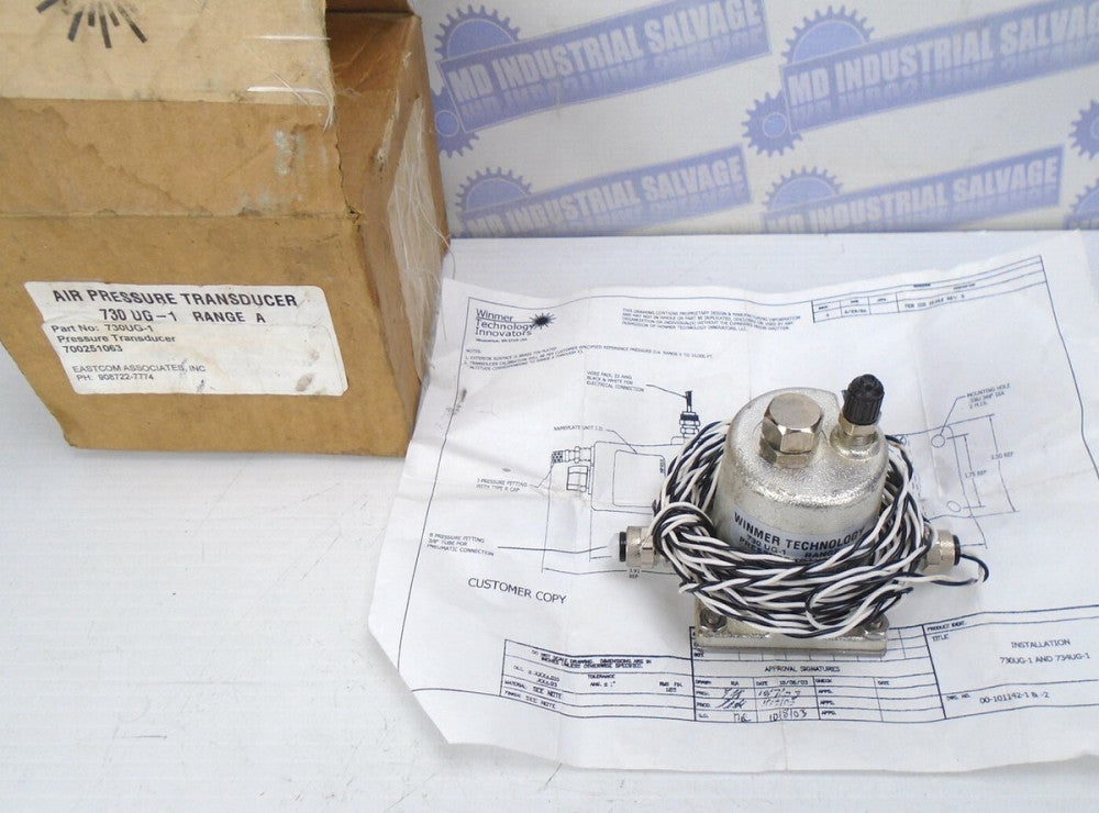 WINMER 730UG-1 Range A - AIR PRESSURE TRANSDUCER - 30 psi MAX (NEW in BOX)