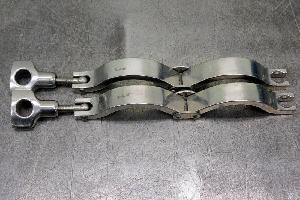 Lot of Two (2) Unbranded Stainless SS SANI-LOCK Clamp 2" Tube Size