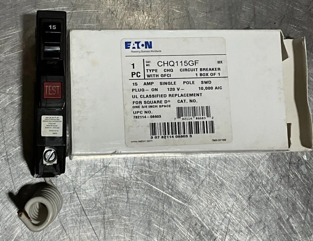 Cutler Hammer CHQ115GF 15 AMP 120V GROUND FAULT CIRCUIT BREAKER Nos Surplus