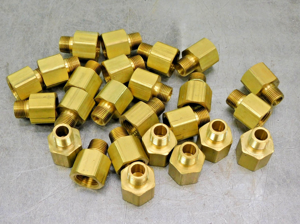 Brass Hex Adapter Fitting 1/2" x 3/8" NPT Lot of Twenty-Five (25)