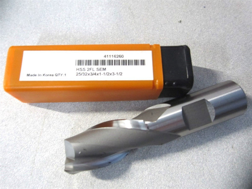 (E103005001) 25/32" x 1-1/2" x 3/4" x 3-1/2" OAL HSS 2Fl RH Square End Mill 