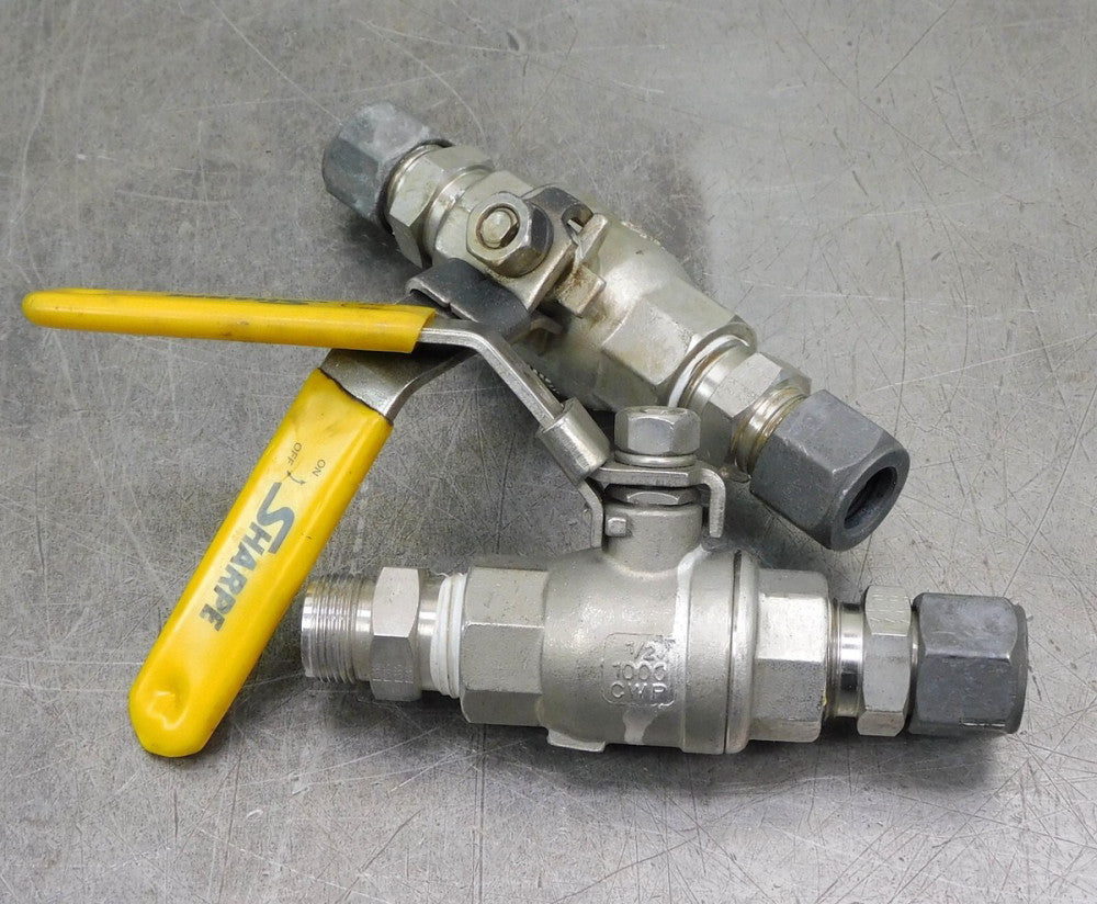 Sharpe CF8M 2-Way Stainless Steel Ball Valve 1/2" NPT 1000 CWP Lot of Two (2)