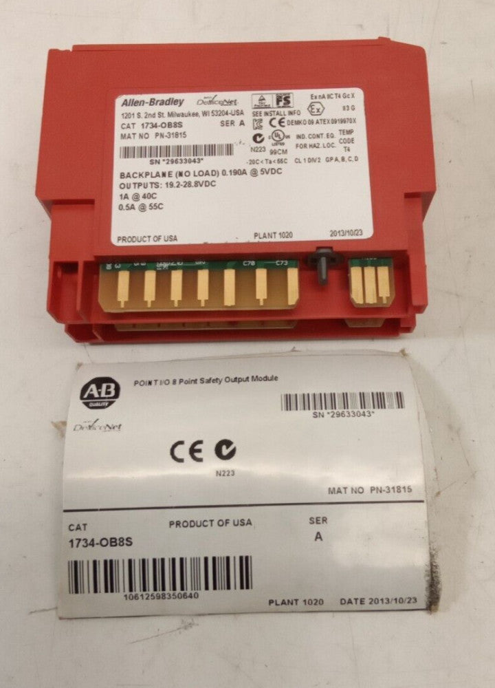Allen-Bradley 1734-OB8S Ser. A Device Net  Safety Sourcing Output Module 