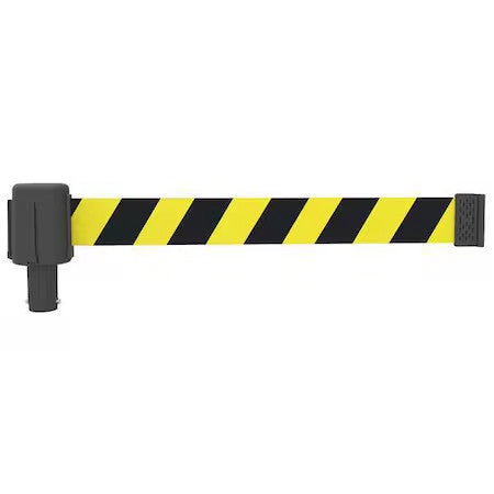 Banner Stakes Pl4041 Retractable Belt Head, Yellow With Black Stripes, 15 Ft